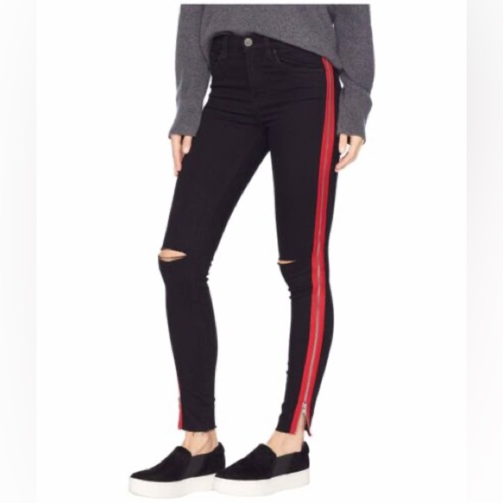 Blank NYC Black and Red Side Zip Jeans